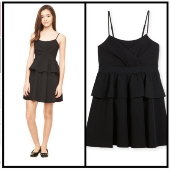 Milly Minis Italian Cady Tara Dress Black Size Girls 14 - Picture 1 of 7